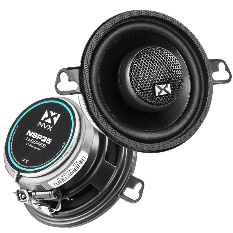 NVX NSP35 3.5" Car Speakers, 200W Max, 70W RMS, 2-Way Coaxial w/Silk Dome Tweeters & Built-in X-Overs, Easy to Install in Cars/Trucks/Doors (Pair) - Image 1